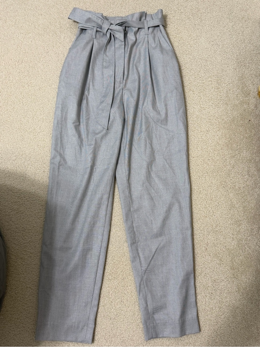 H&M Light Gray Paperbag Waist Chinos with Tie Belt